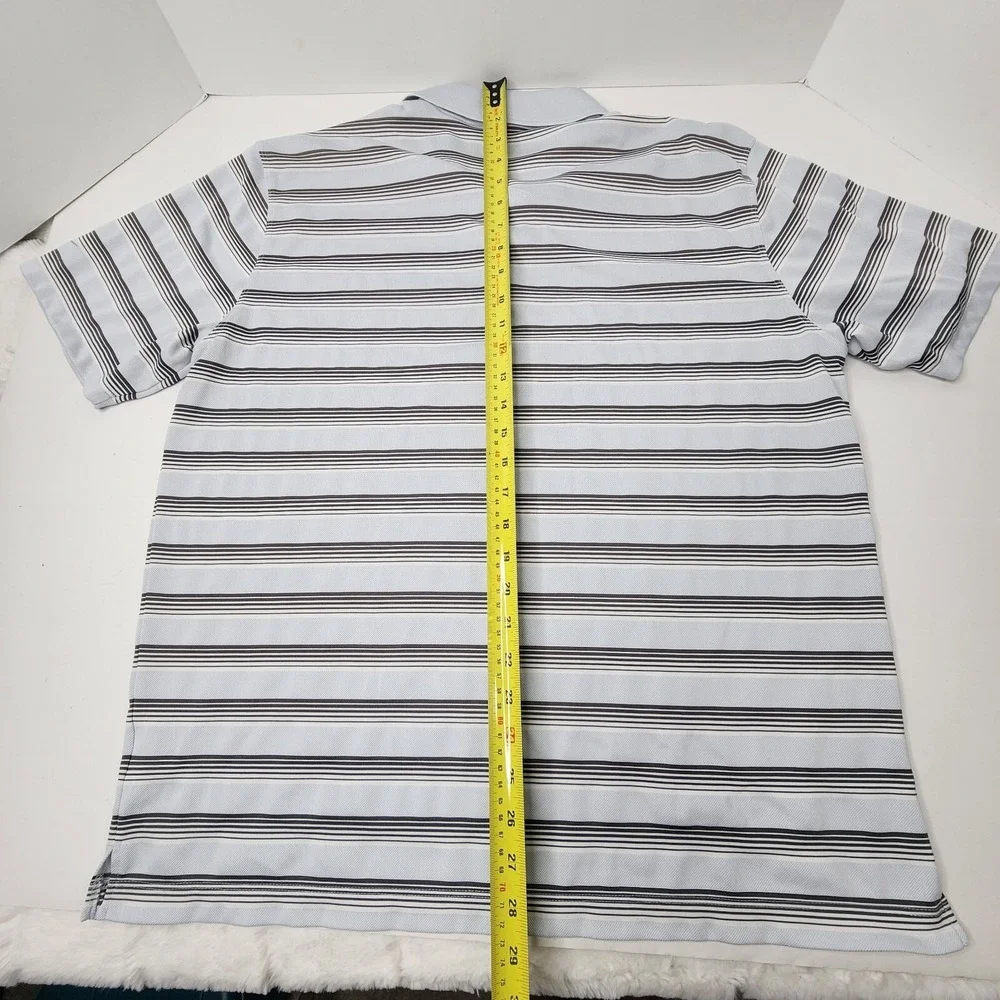 Nike Dri-FiT Standard Golf Polo Shirt Men's Large Striped light Blue Gray